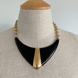 1980s Monet Black and Gold Statement Necklace